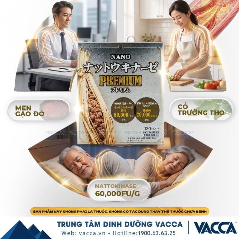 Nattokinase Nano Premium 60000FU/G - Viên Uống Hỗ Trợ Phòng Ngừa Đột Quỵ, Tai Biến